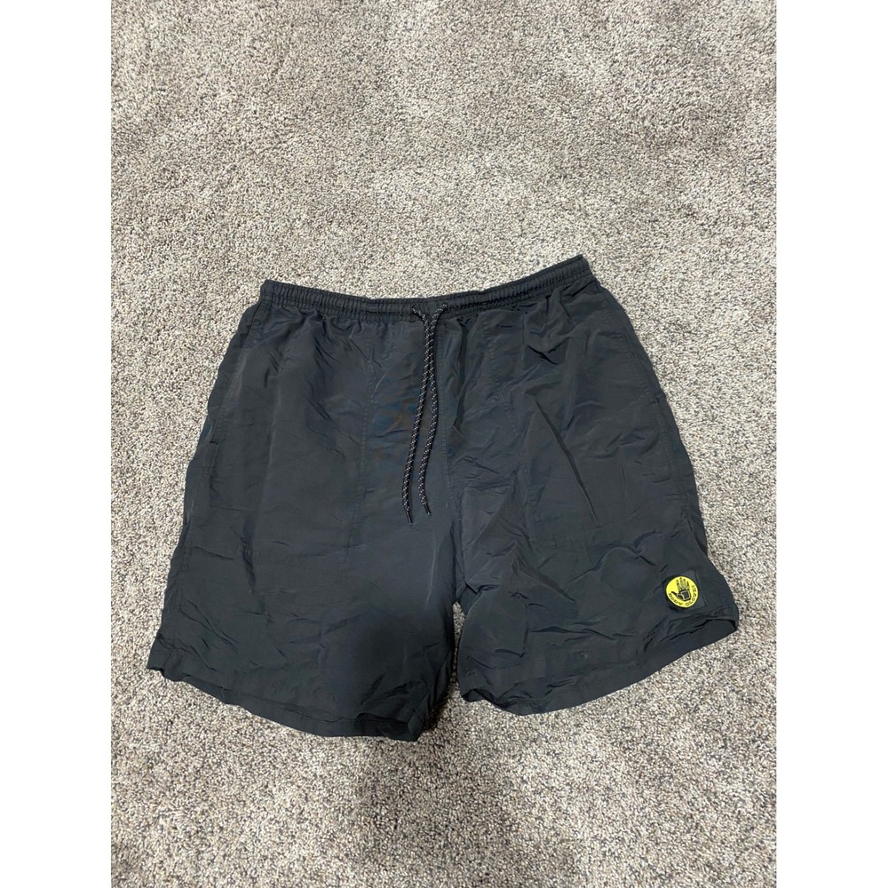 Body Glove Mens Black Nylon Swim Trunks Board Shorts Large Logo Patch Drawstring